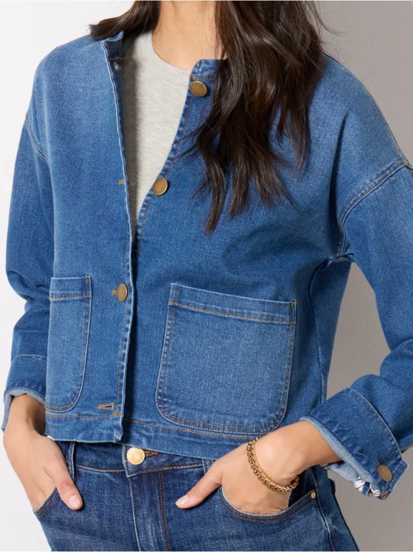 Evereve Classic Blue Hoodie Denim Jacket